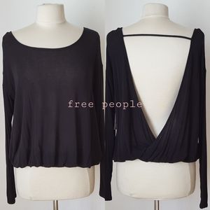 NWT Free People Open Back Black Top